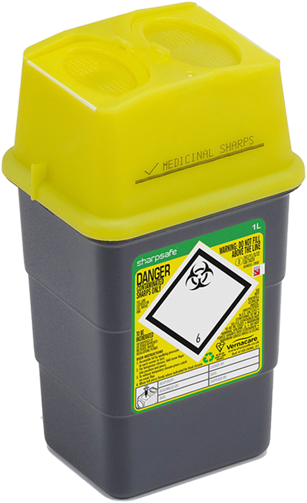 One litre sharps disposal bin
