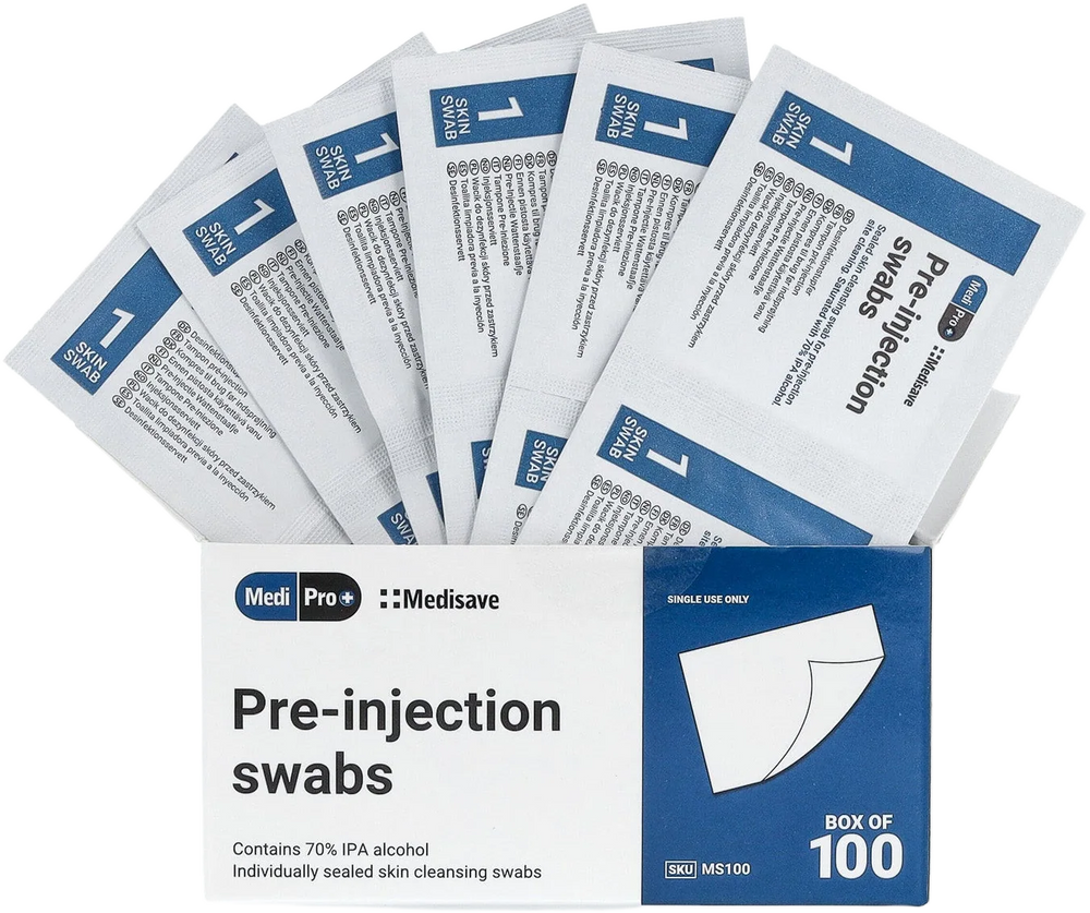 Pre-injection wipes